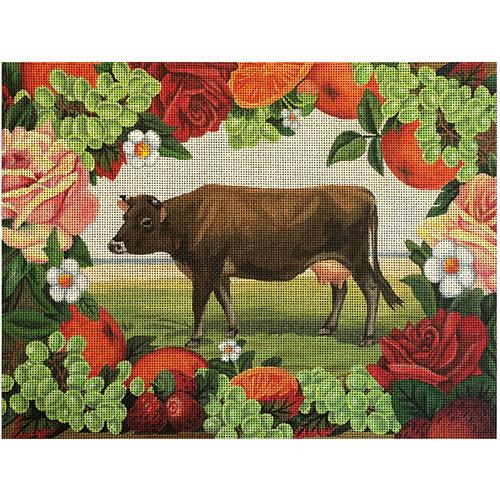 Fruit and Roses Cow Painted Canvas Melissa Shirley Designs  - 1