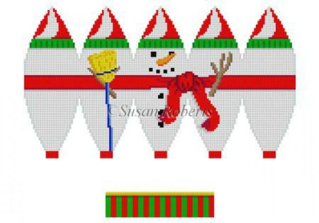 Full Snowman 3D Hot Air Balloon Ornament on 18 Painted Canvas Susan Roberts Needlepoint Designs Inc. 