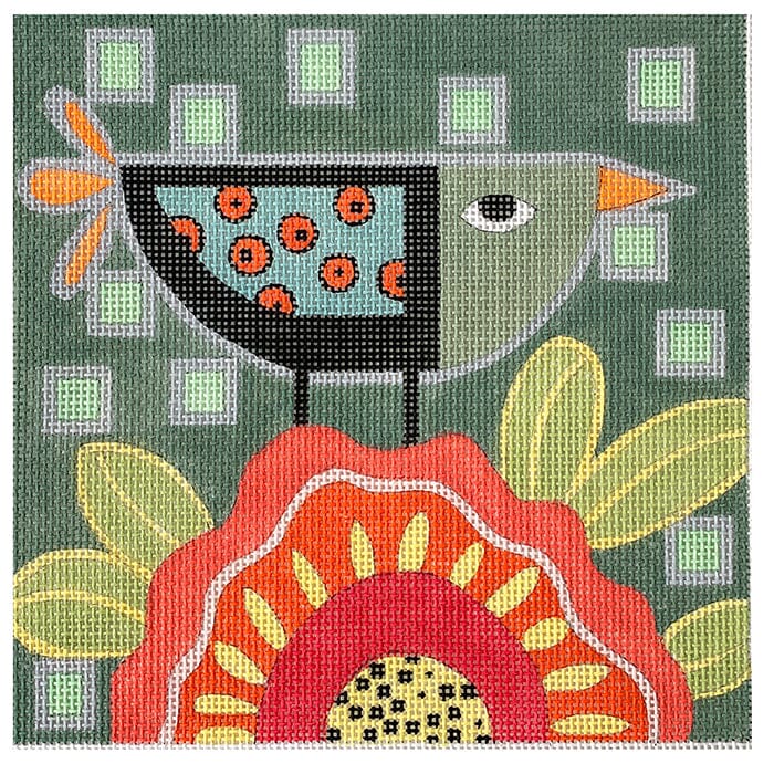 Funky Bird Painted Canvas ditto! Needle Point Works 