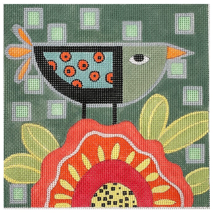Funky Bird Painted Canvas ditto! Needle Point Works  - 1