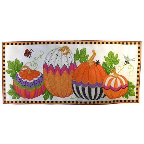 Funky Pumpkins Large Rectangle Painted Canvas Kate Dickerson Needlepoint Collections  - 1