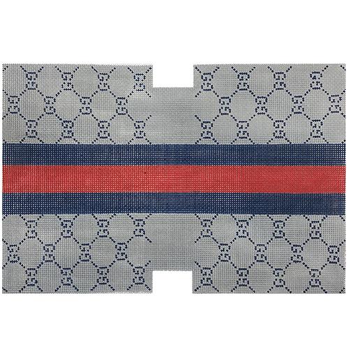 G and Stripes   Gray & Blue Painted Canvas Kimberly Ann Needlepoint  - 1