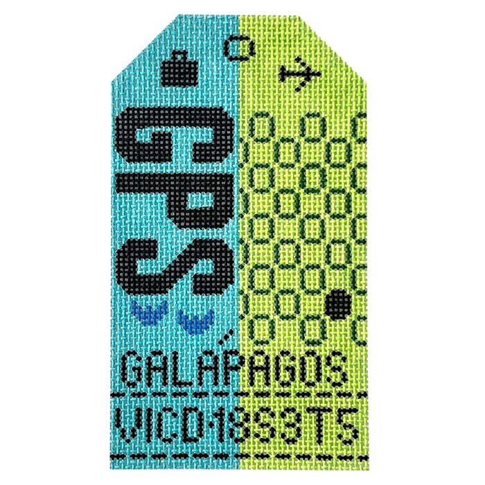 Galapagos Islands GPS Travel Tag Painted Canvas Hedgehog Needlepoint 
