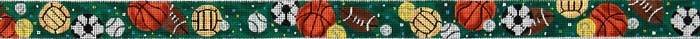 Game Balls Collage Belt   Green Painted Canvas The Meredith Collection  - 1