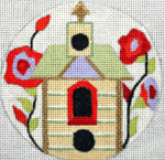 Garden Birdhouse Ornament Painted Canvas Melissa Prince Designs  - 1