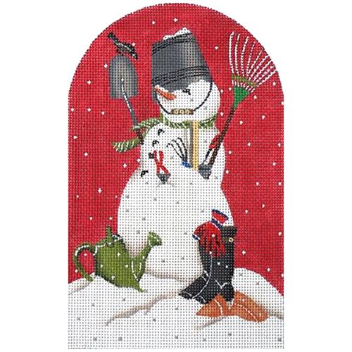 Garden Snowman Painted Canvas Mary Lake Thompson 