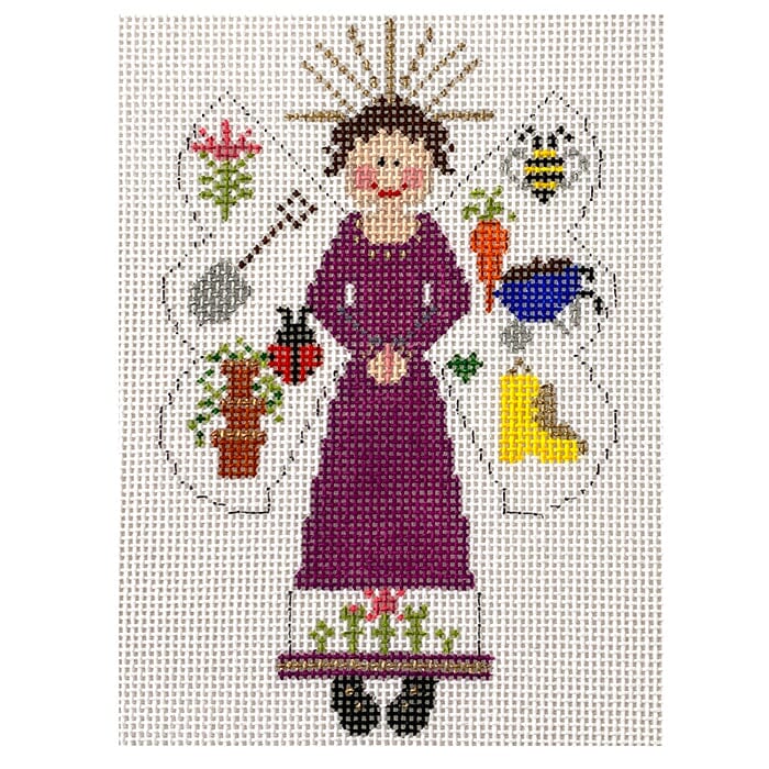 Gardening Angel with Stitch Guide Painted Canvas The Princess & Me 