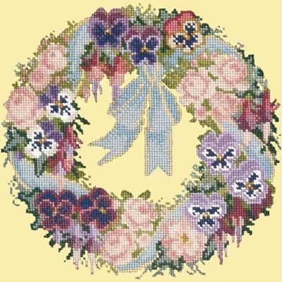 Garland of Pansies Needlepoint Kit Kits Elizabeth Bradley Design Butter Yellow 
