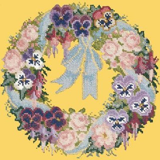 Garland of Pansies Needlepoint Kit Kits Elizabeth Bradley Design Sunflower Yellow 
