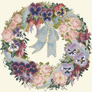 Garland of Pansies Needlepoint Kit Kits Elizabeth Bradley Design Winter White 
