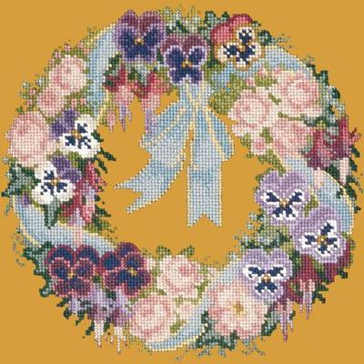 Garland of Pansies Needlepoint Kit Kits Elizabeth Bradley Design Yellow 