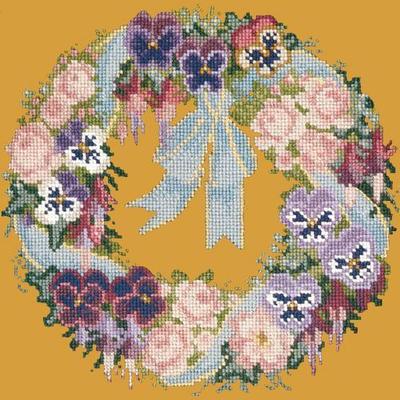 Garland of Pansies Needlepoint Kit Kits Elizabeth Bradley Design Yellow 
