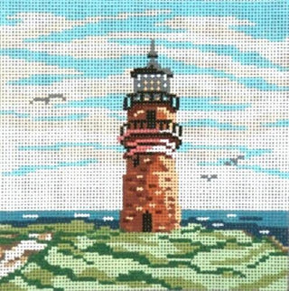Gay Head Lighthouse (MA) on 18 Painted Canvas Needle Crossings 
