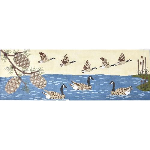 Geese Pillow Painted Canvas J. Child Designs  - 1