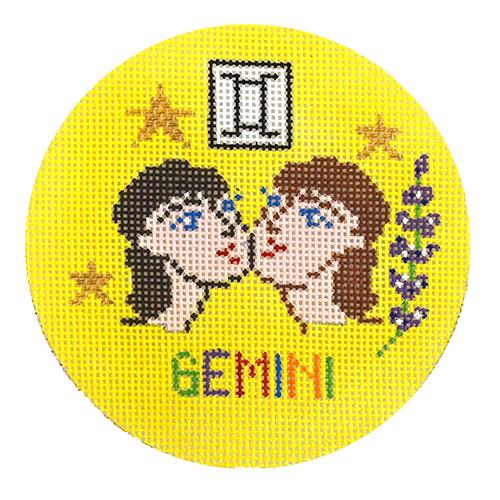 Gemini Zodiac Ornament Painted Canvas Doolittle Stitchery 