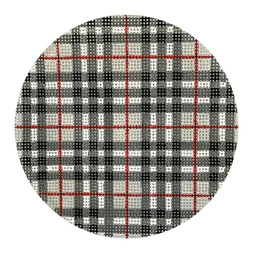 Gentleman's Plaid 4" Round Painted Canvas Kate Dickerson Needlepoint Collections 