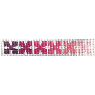 Geo Floral Key Fob   Pinks Painted Canvas Mopsey Designs 
