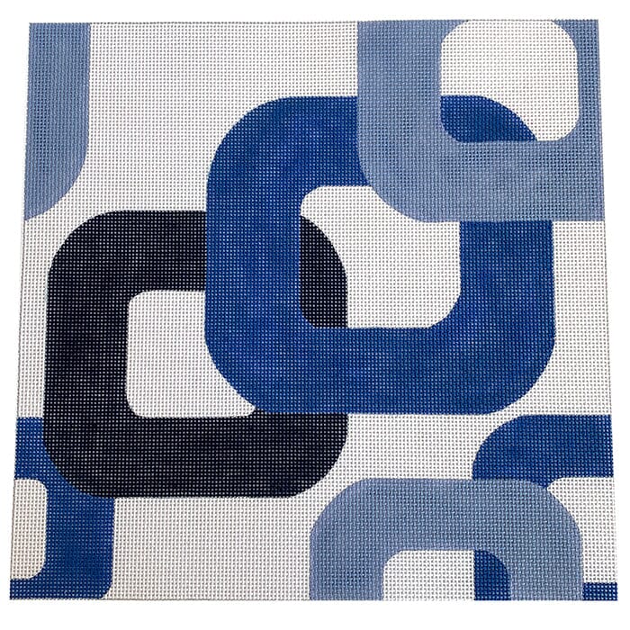 Geometric Blue Painted Canvas All About Stitching/The Collection Design 