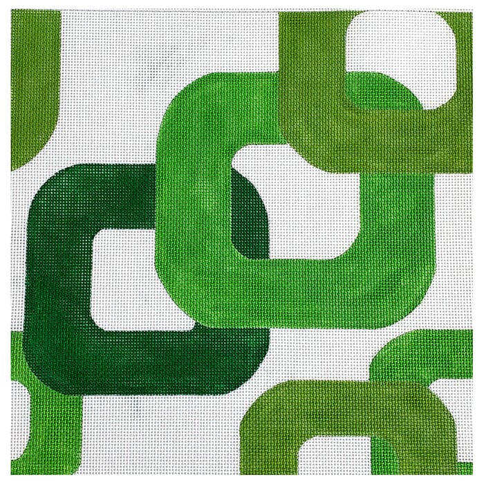 Geometric Green Painted Canvas All About Stitching/The Collection Design 