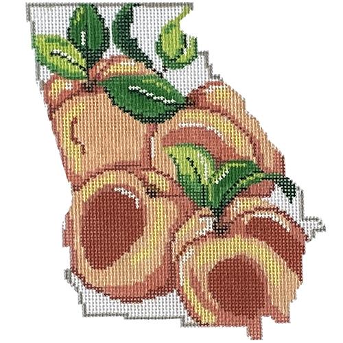 Georgia Peaches State Shaped Painted Canvas The Meredith Collection 