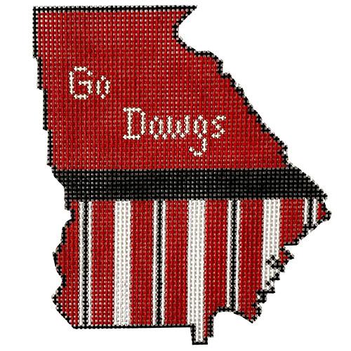 Georgia w/Go Dawgs on Red & Black Painted Canvas Kangaroo Paw Designs  - 1