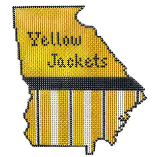 Georgia w/Yellow Jackets on Old Gold Painted Canvas Kangaroo Paw Designs 

