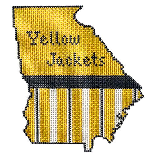 Georgia w/Yellow Jackets on Old Gold Painted Canvas Kangaroo Paw Designs  - 1
