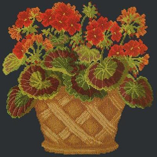 Geranium Pot Needlepoint Kit Kits Elizabeth Bradley Design Black 

