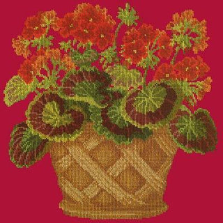 Geranium Pot Needlepoint Kit Kits Elizabeth Bradley Design Bright Red 
