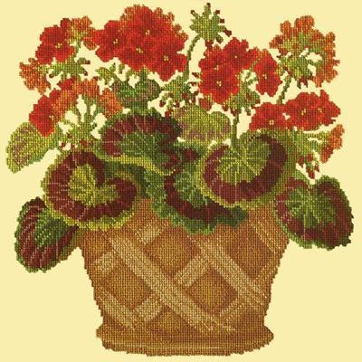 Geranium Pot Needlepoint Kit Kits Elizabeth Bradley Design Butter Yellow 
