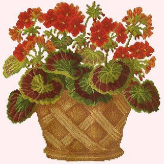 Geranium Pot Needlepoint Kit Kits Elizabeth Bradley Design Cream 
