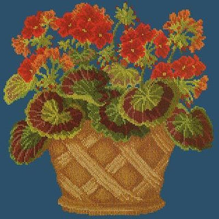 Geranium Pot Needlepoint Kit Kits Elizabeth Bradley Design Dark Blue 
