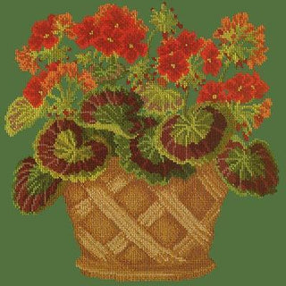 Geranium Pot Needlepoint Kit Kits Elizabeth Bradley Design Dark Green 
