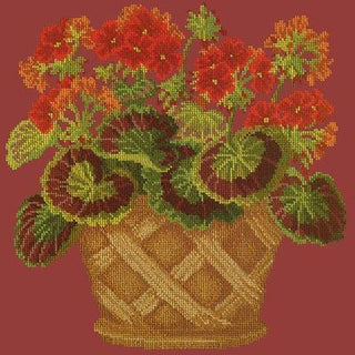 Geranium Pot Needlepoint Kit Kits Elizabeth Bradley Design Dark Red 
