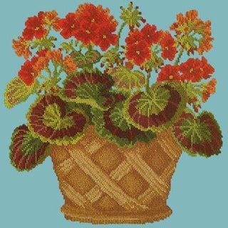 Geranium Pot Needlepoint Kit Kits Elizabeth Bradley Design Duck Egg Blue 
