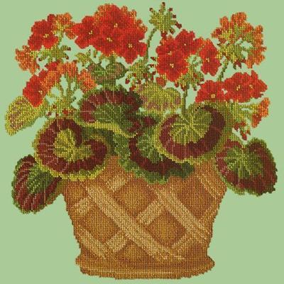 Geranium Pot Needlepoint Kit Kits Elizabeth Bradley Design Pale Green 
