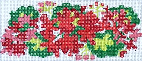 Geraniums - Red & Green Painted Canvas Kate Dickerson Needlepoint Collections 
