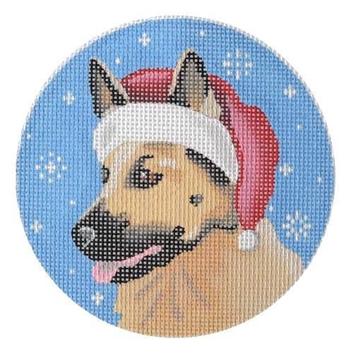 German Shepherd Santa Painted Canvas Pepperberry Designs 