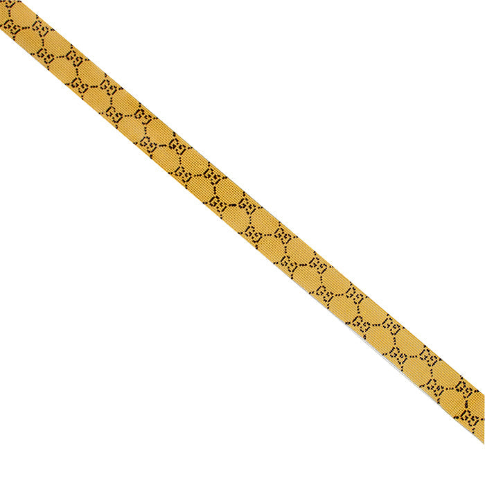 GG Belt   Brown on Beige Painted Canvas Kimberly Ann Needlepoint 
