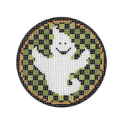 Ghostly Green Checkered Round Painted Canvas CanvasWorks  - 1