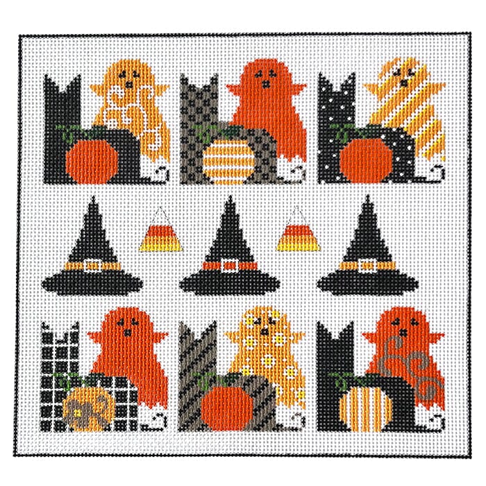 Ghosts Cats Pumpkins Oh My Painted Canvas Alice Peterson Company  - 1