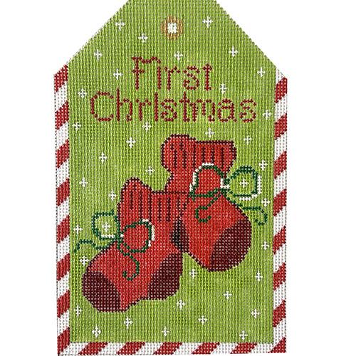 Gift Tag   First Christmas with Red Booties Painted Canvas The Meredith Collection  - 1