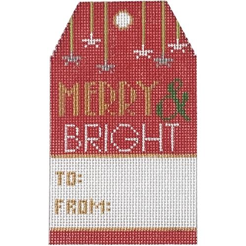 Gift Tag - Merry and Bright Painted Canvas The Meredith Collection 