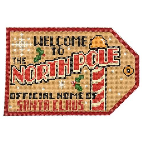 Gift Tag   Welcome to the North Pole Painted Canvas The Meredith Collection 
