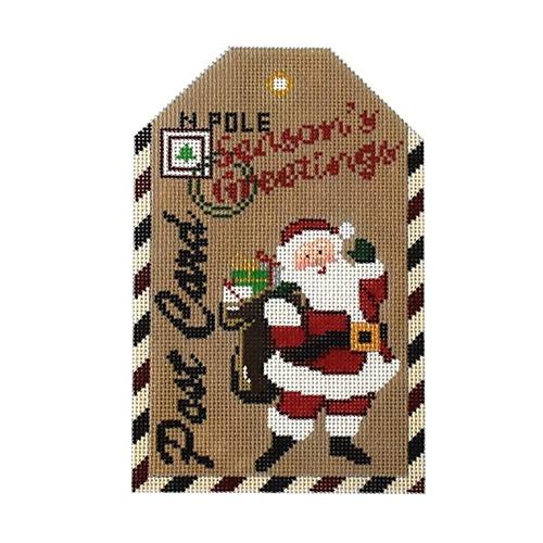 Gift Tags - Season's Greeting Santa Painted Canvas The Meredith Collection 