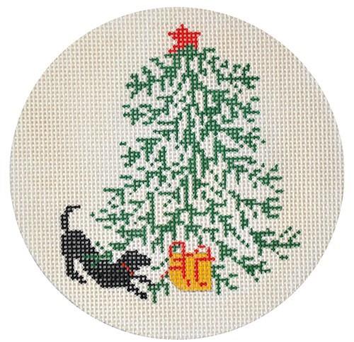 Gift Under the Tree Painted Canvas CBK Needlepoint Collections 