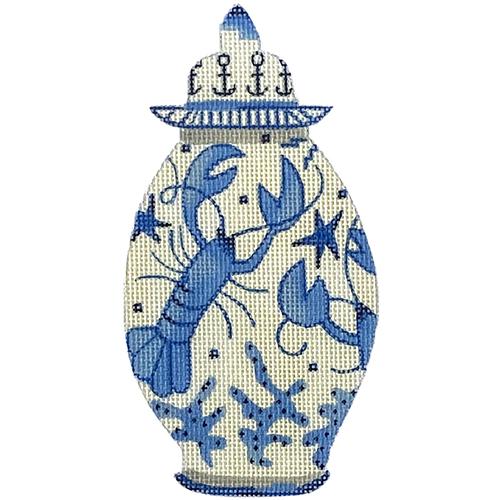 Ginger Jar - Lobster Painted Canvas All About Stitching/The Collection Design 