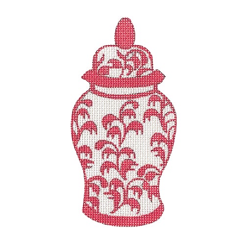 Ginger Jar - Pink Vines Painted Canvas All About Stitching/The Collection Design 