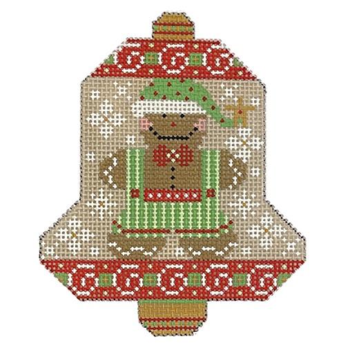 Gingerbread Bell Painted Canvas Danji Designs  - 1