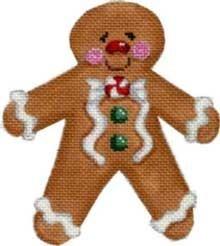 Gingerbread Boy / Green Buttons Painted Canvas Associated Talents  - 1